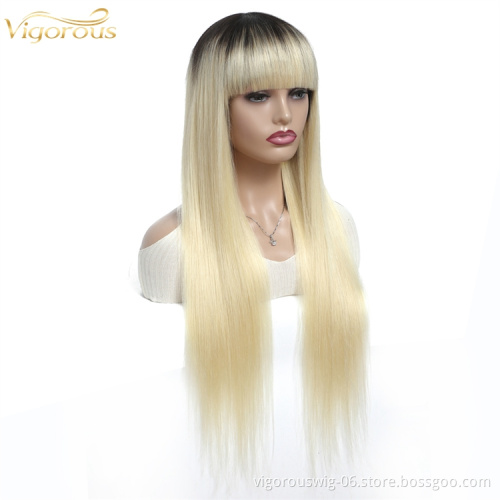 Vigorous wholesale price semi vendor short 28 inch ombre blonde woman raw unprocessed brazilian human hair wigs for black women